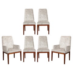 Set of 6 Mid Century Walnut & Holly Hunt Fabric Dining Chairs by John Widdicomb