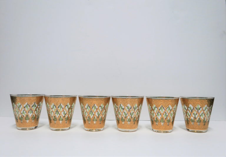 Set of 6 Vintage 22-Karat Gold Rocks Glasses with Moroccan Design at ...