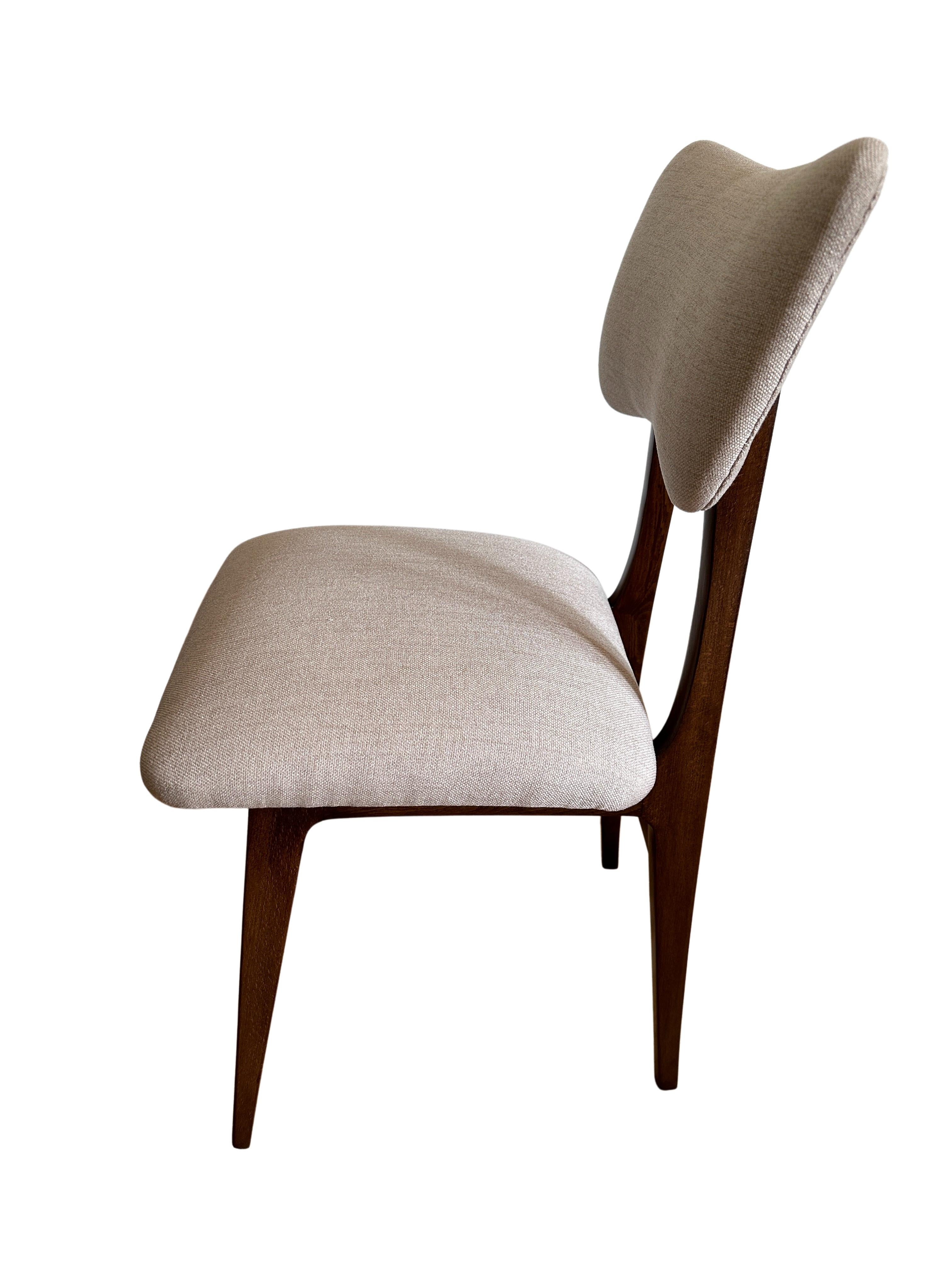 20th Century Set of 6 Midcentury Beige and Grey Dining Chairs, Europe, 1960s For Sale