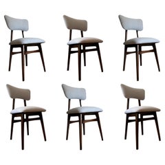 Vintage Set of 6 Midcentury Beige and Grey Dining Chairs, Europe, 1960s