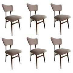 Set of 6 Midcentury Beige Bouclé Dining Chairs, 1960s