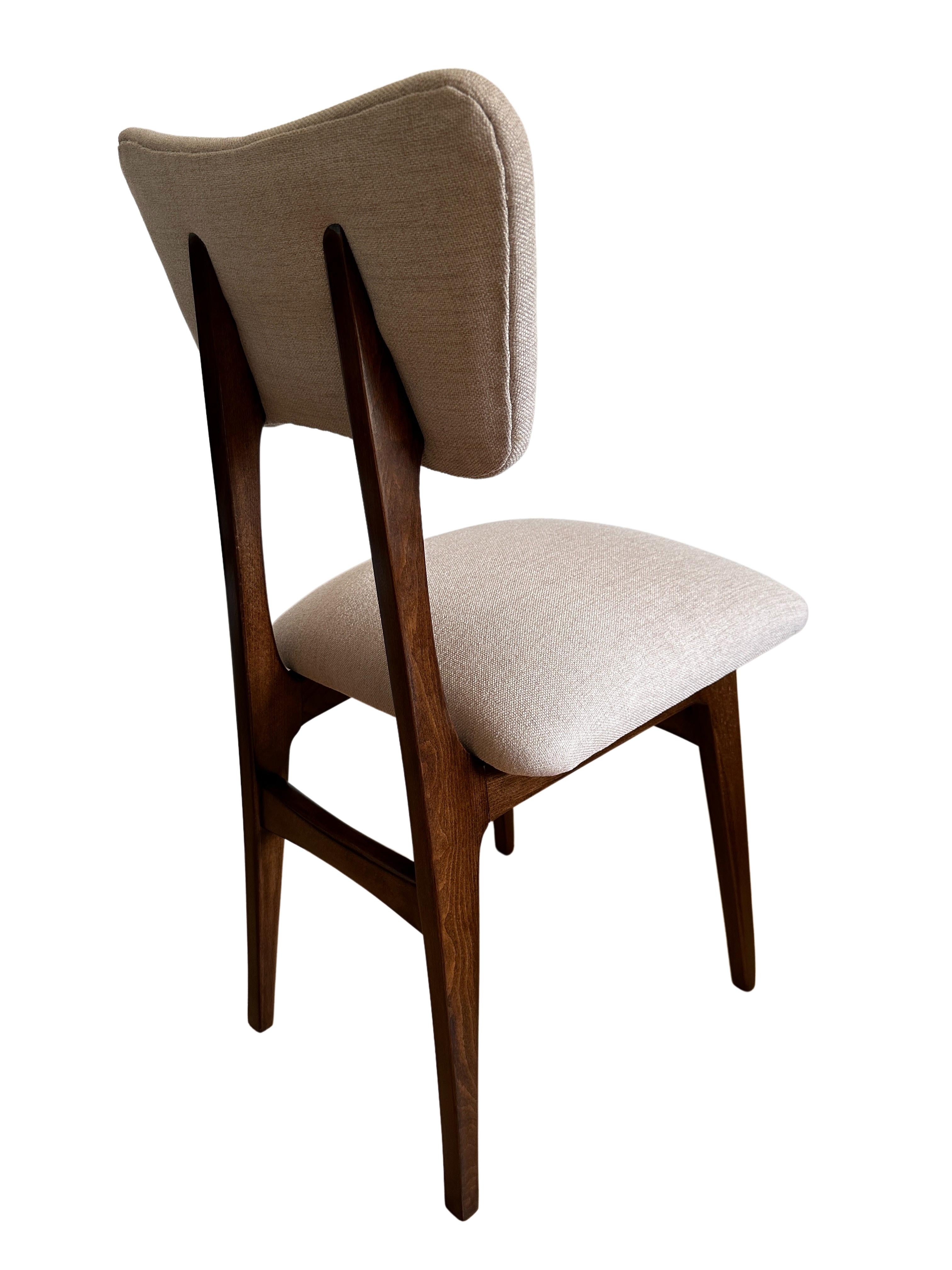Mid-Century Modern Set of 6 Midcentury Beige Dining Chairs, Europe, 1960s For Sale