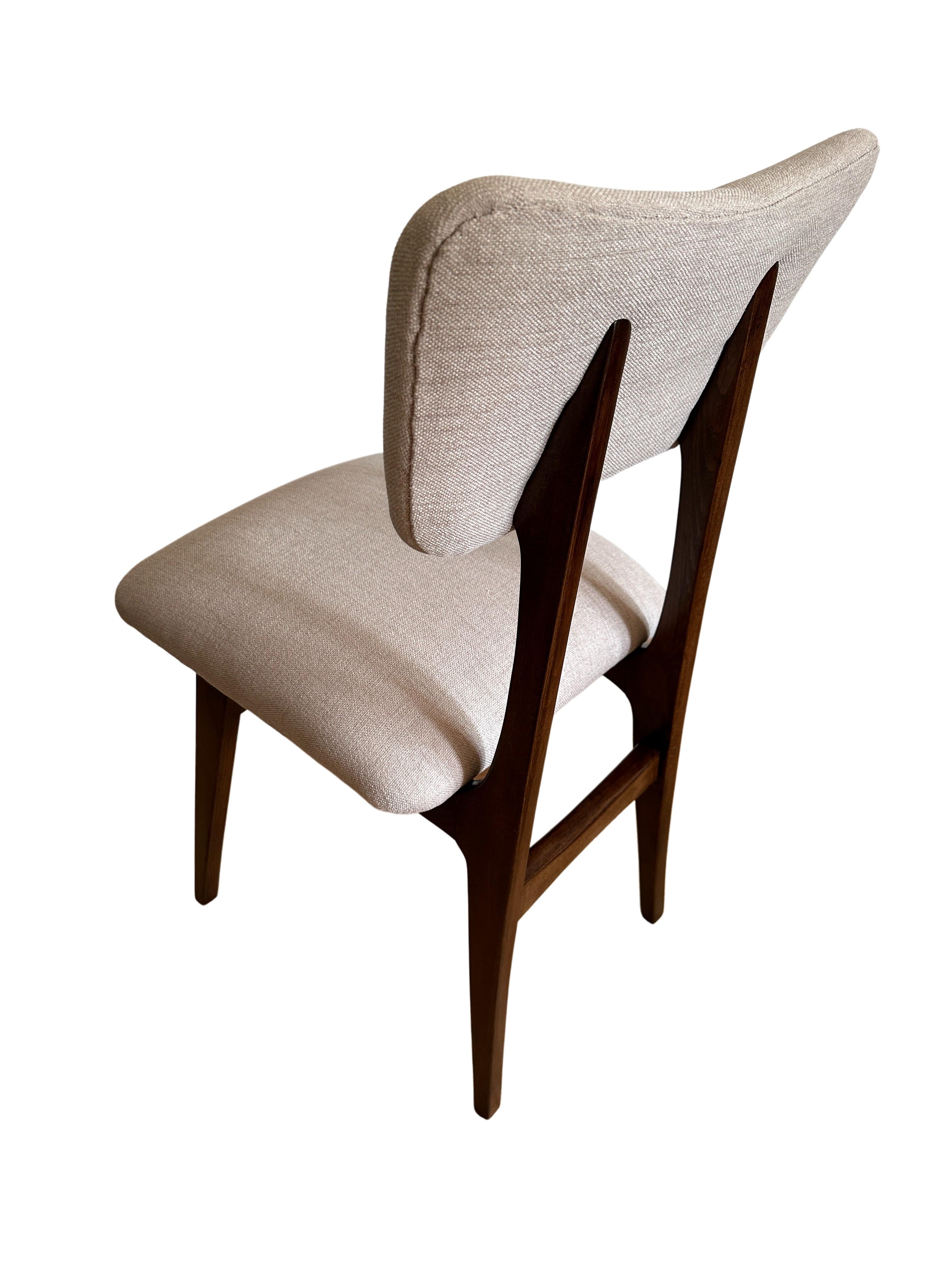 Bouclé Set of 6 Midcentury Beige Dining Chairs, Europe, 1960s For Sale
