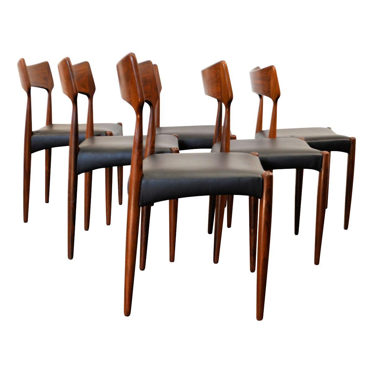 Mid-Century Modern Set of 6 Midcentury Bernard Pedersen & Son Rosewood Dining Chairs