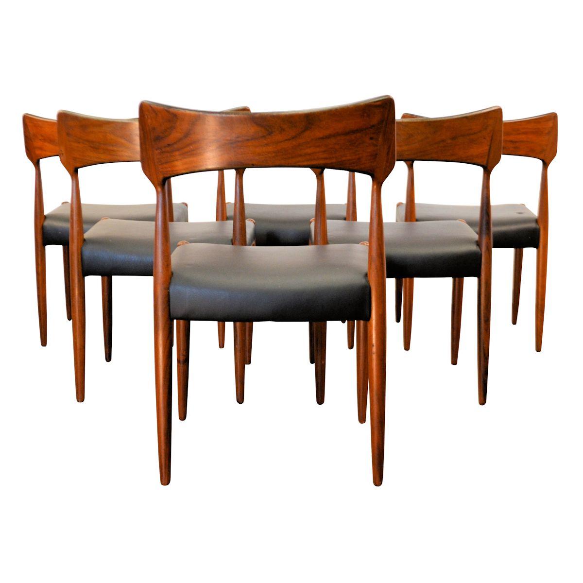 Danish Set of 6 Midcentury Bernard Pedersen & Son Rosewood Dining Chairs