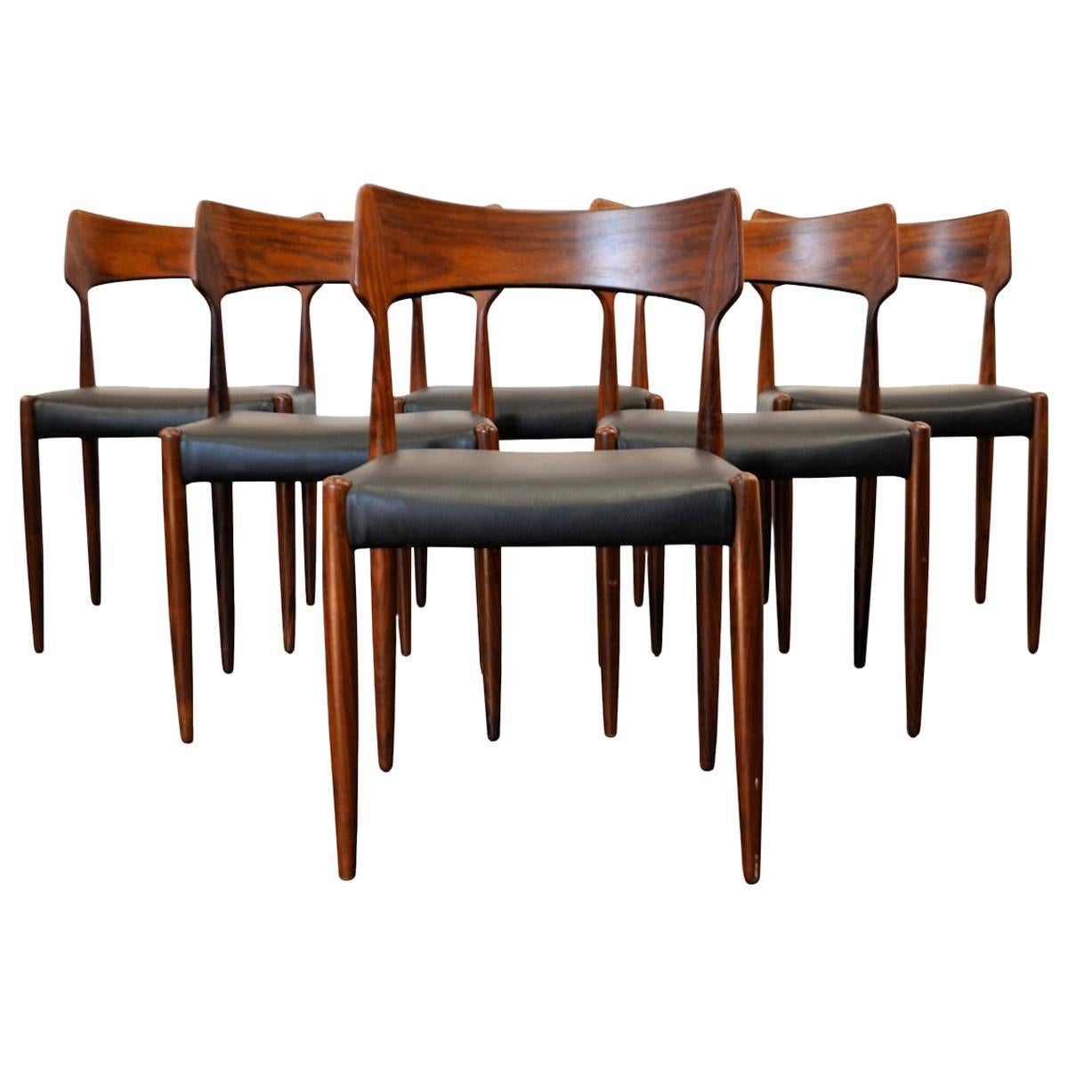 Set of 6 Midcentury Bernard Pedersen & Son Rosewood Dining Chairs