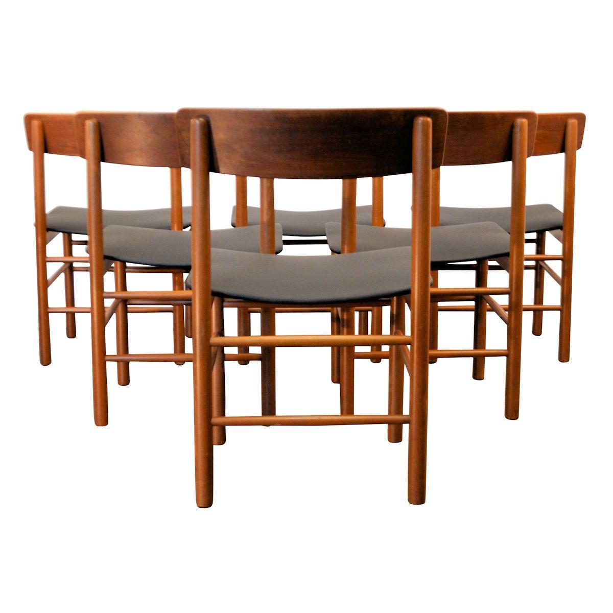 Mid-Century Modern Set of 6 Midcentury Farstrup Teak / Beech Dining Chairs For Sale