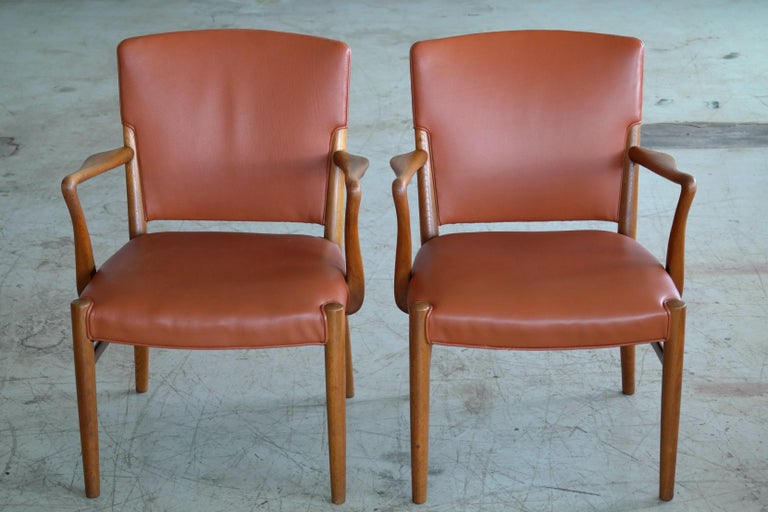 Set of 6 Midcentury Danish Dining Chairs Cognac Color ...