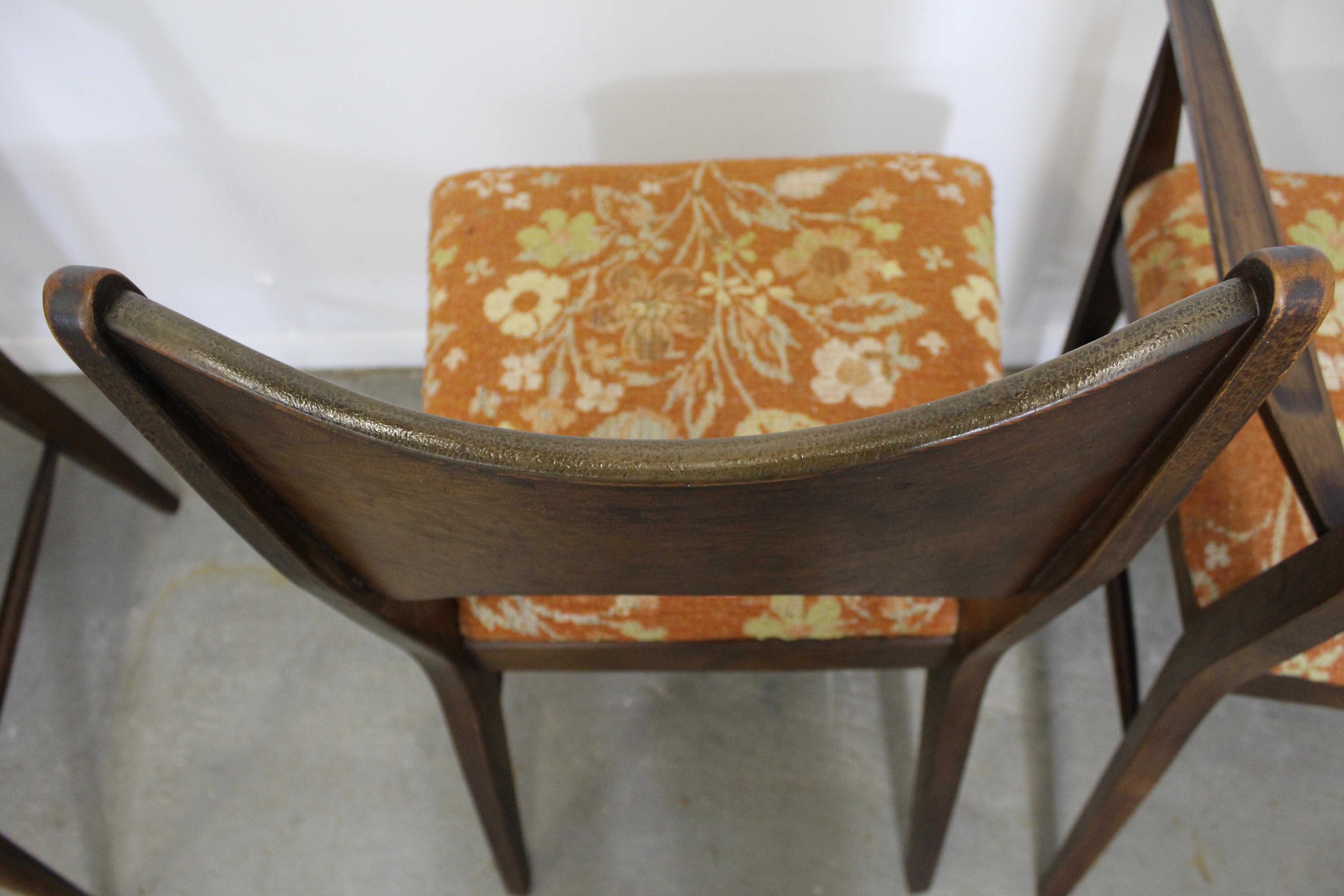 Upholstery Set of 6 Midcentury Danish Modern McCobb Style Broyhill Walnut Dining Chairs