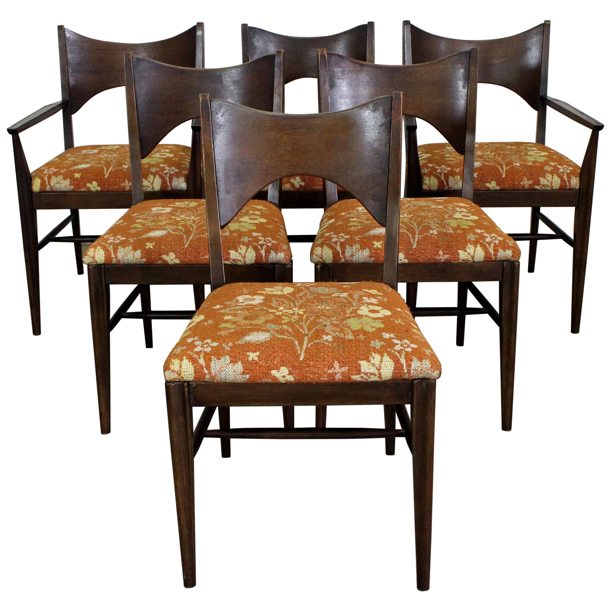 Set of 6 Midcentury Danish Modern McCobb Style Broyhill Walnut Dining Chairs