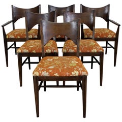 Set of 6 Midcentury Danish Modern McCobb Style Broyhill Walnut Dining Chairs