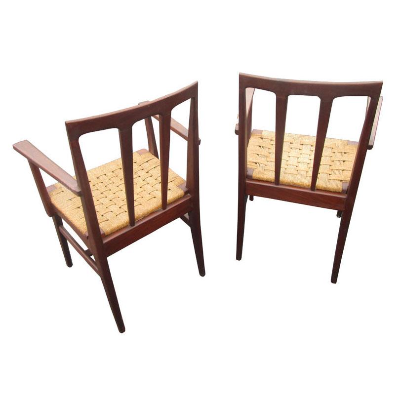 Mid-Century Modern Set of 6 Midcentury Danish Rosewood and Woven Dining Chairs For Sale