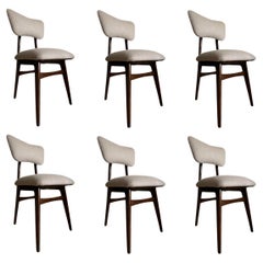 Juego de 6 Sillas de Comedor Mariposa de Lana Beige, Polonia, Años 60