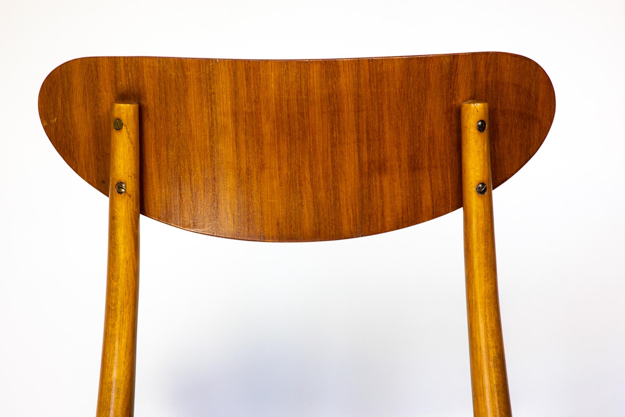 Italiano Sedie da pranzo moderne del Mid Century con rivestimento in velluto blu, set di 6, anni '50 in vendita
