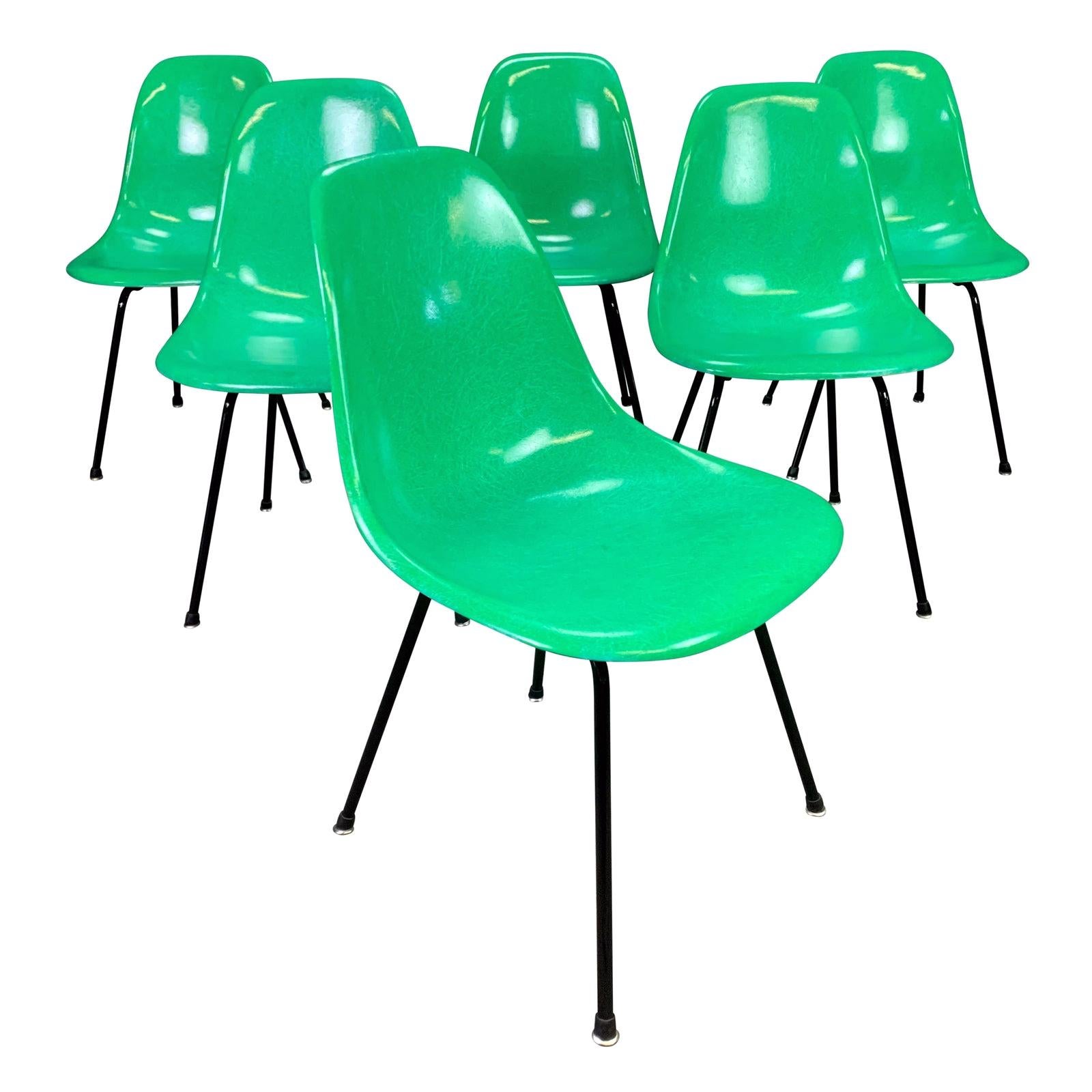 Set of 6 Midcentury DSX Fiberglass Chairs by Charles Eames for Herman Miller