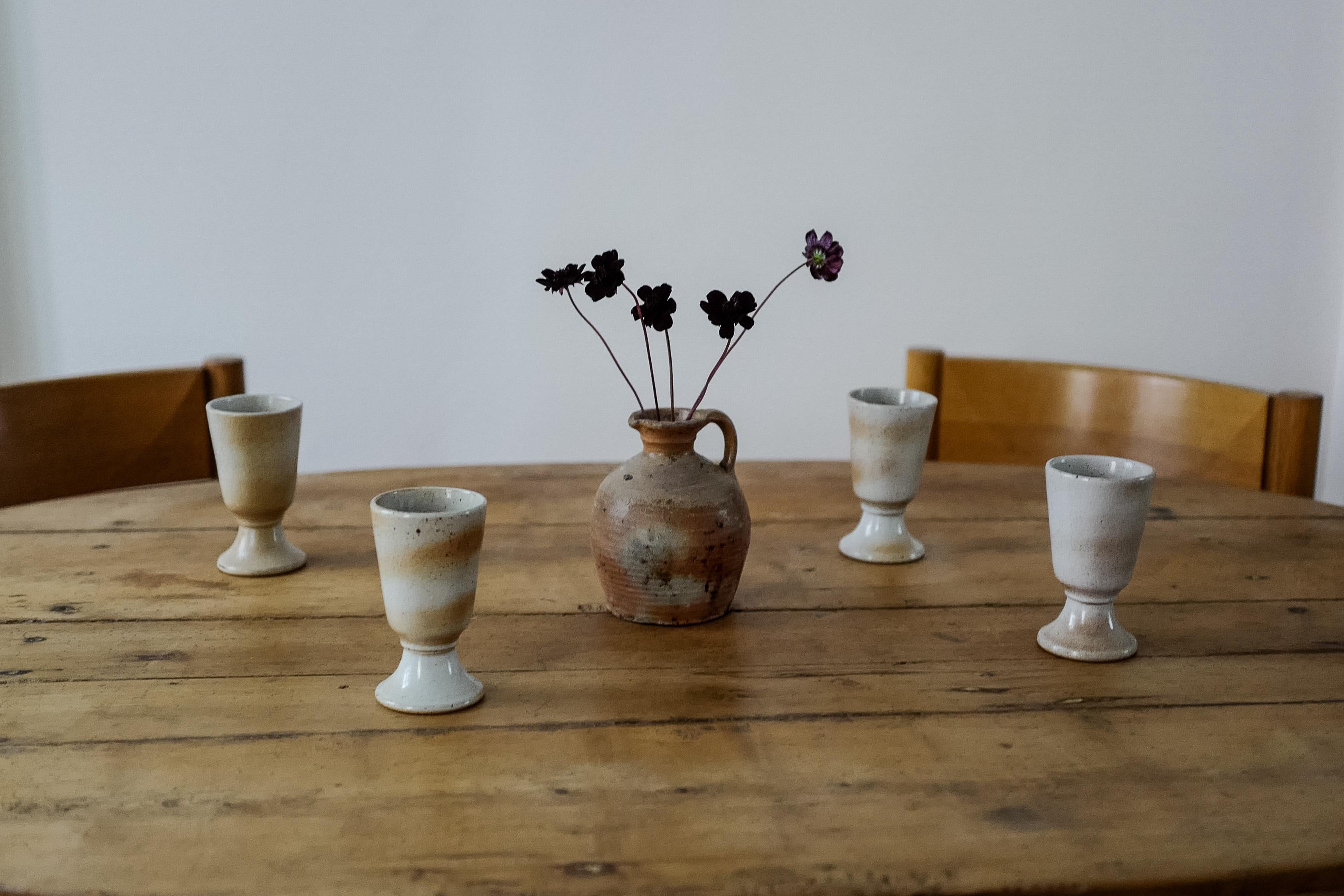 19th Century Set of 6 Midcentury French Earthenware Tumblers For Sale
