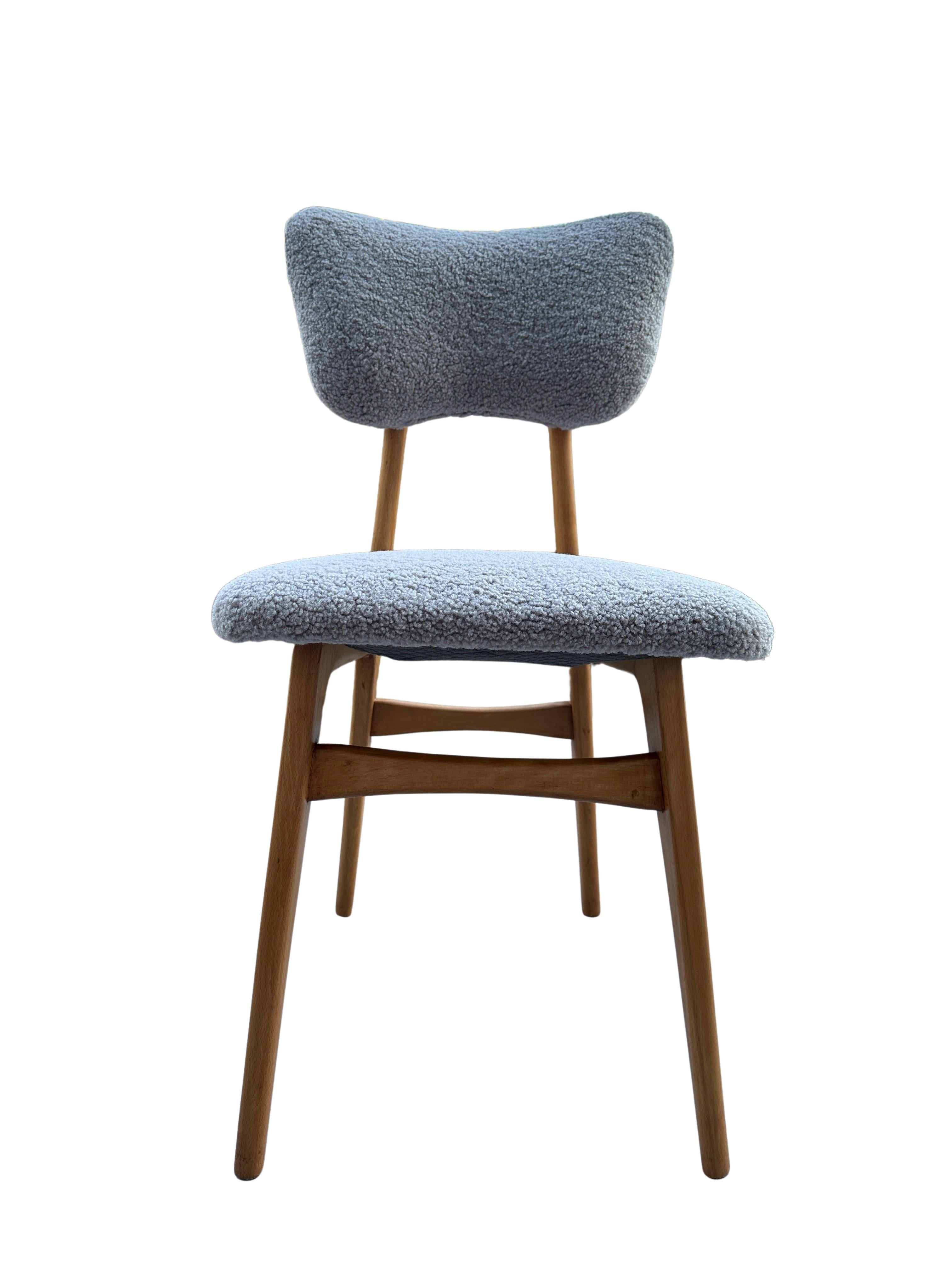 Set of 6 Midcentury Grey Bouclé Dining Chairs, 1960s In Excellent Condition For Sale In WARSZAWA, 14
