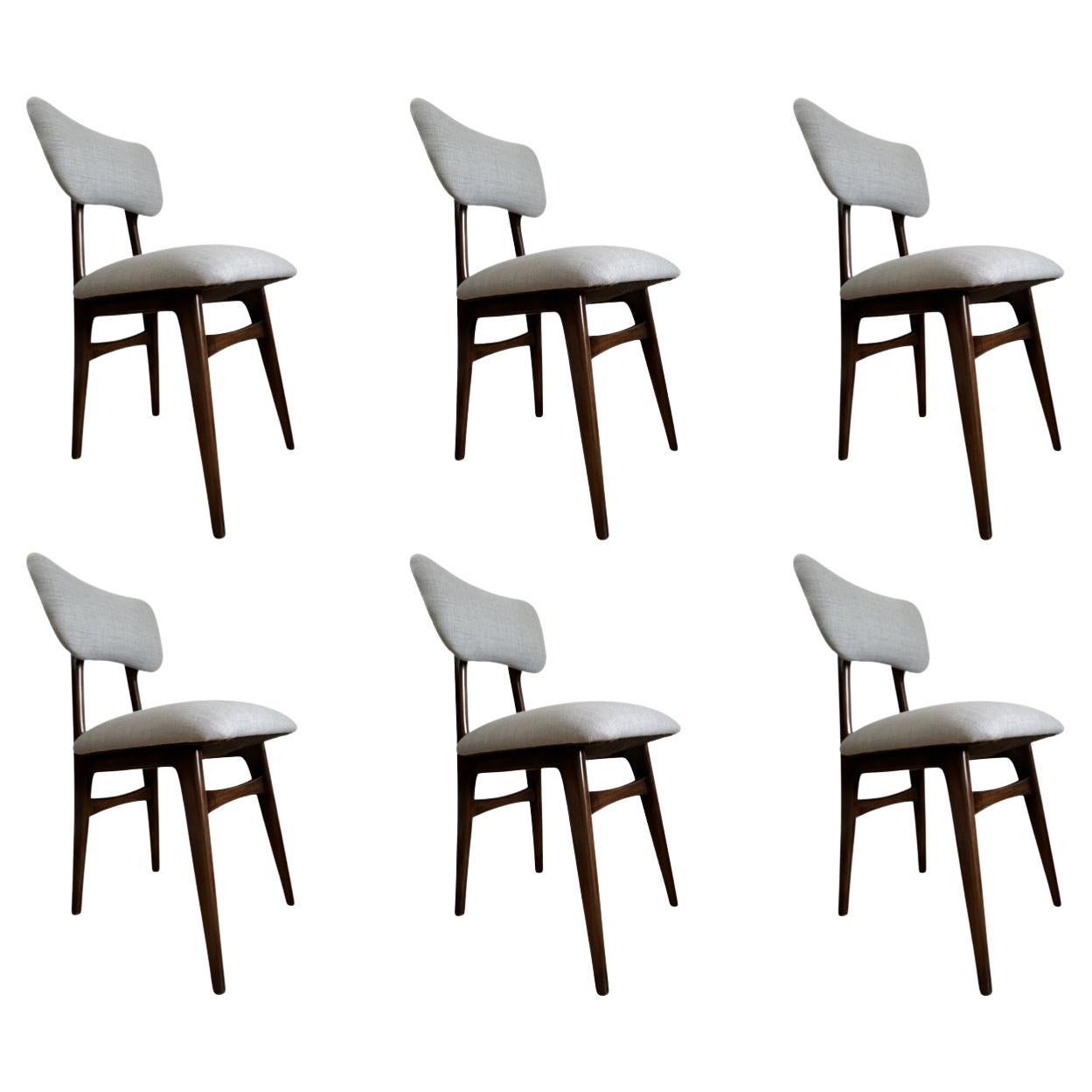 Set of 6 Midcentury Grey Dining Chairs, Europe, 1960s For Sale