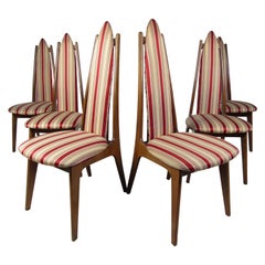 Set of 6 Midcentury Highback Dining Chairs Attributed to Adrian Pearsall