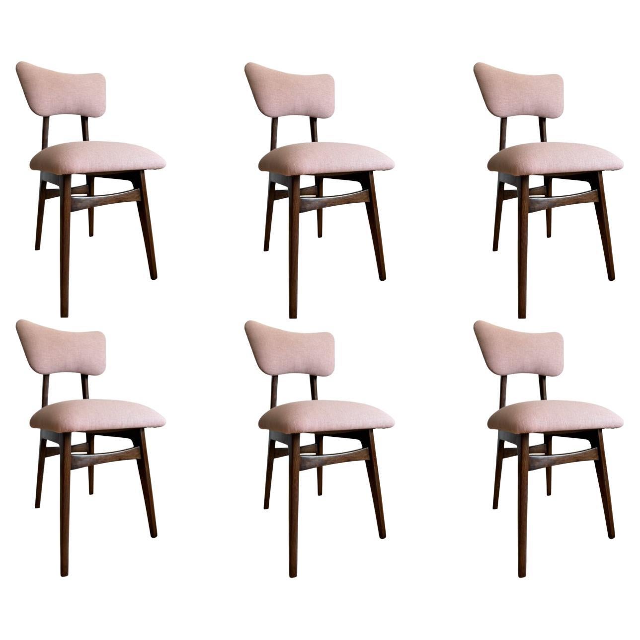 Set of 6 Midcentury Light Pink Dining Chairs, Europe, 1960s For Sale