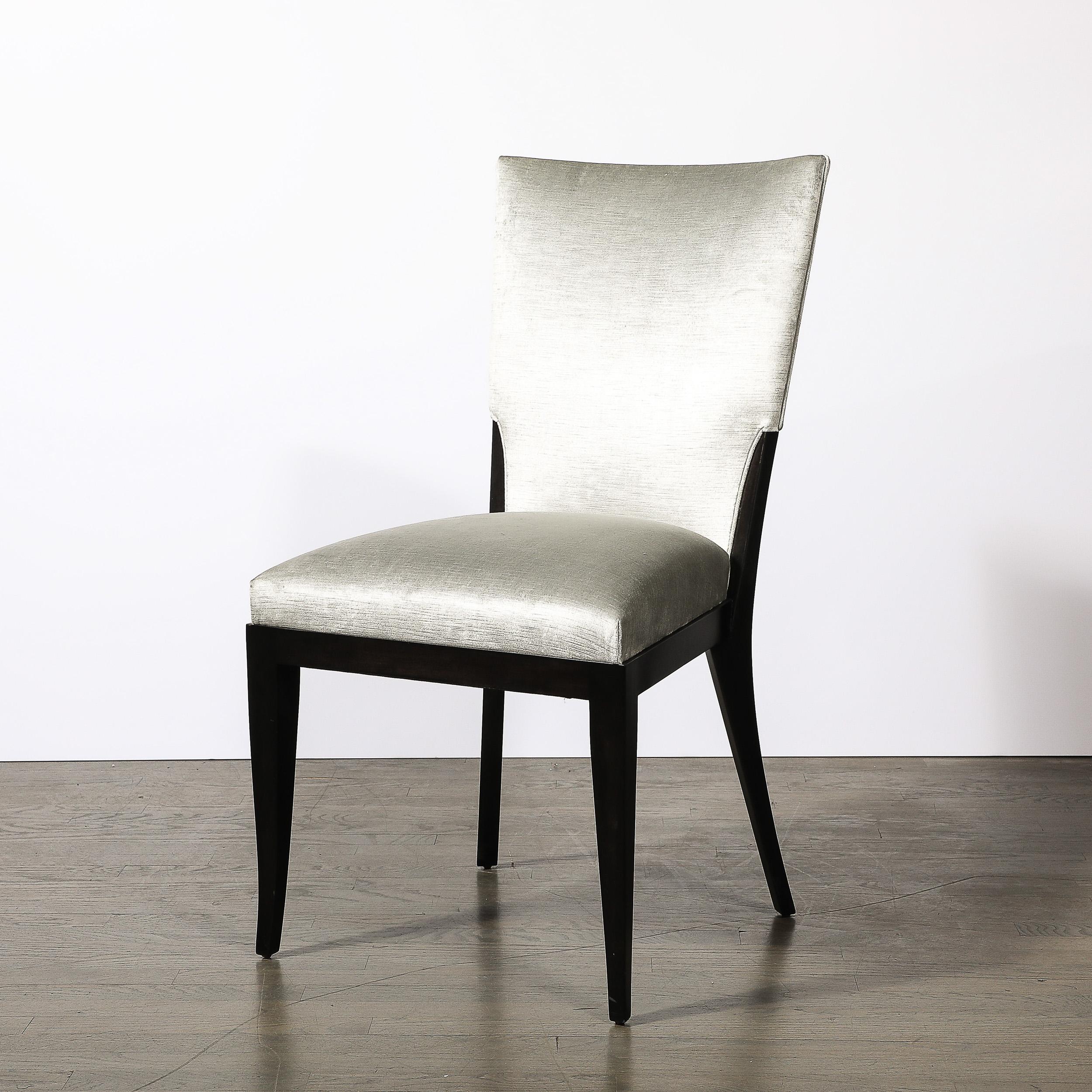 Mid-Century Modern Set of 6 Midcentury Modernist Ebonized Walnut & Velvet Shield Back Dining Chairs For Sale