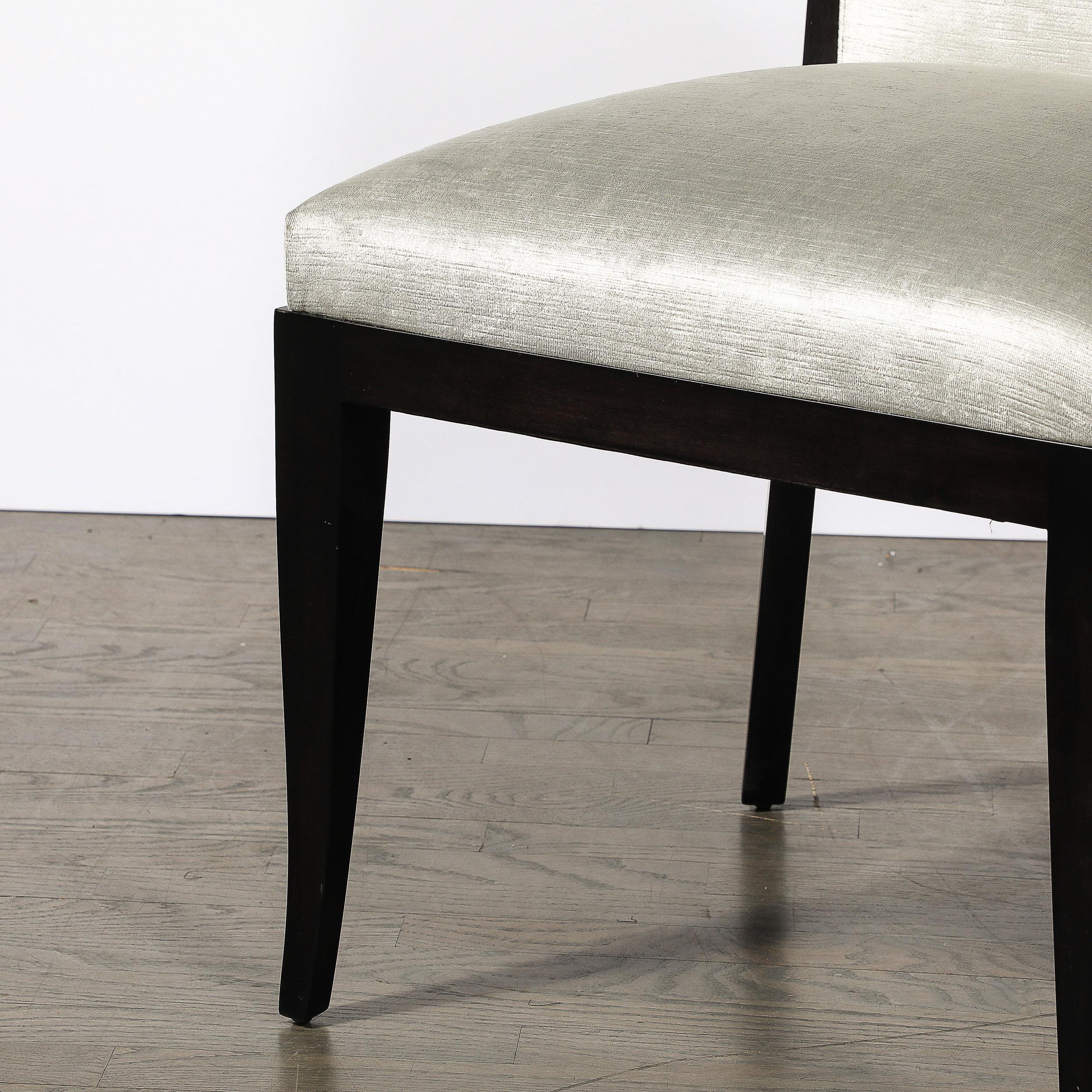Satz von 6 Midcentury Modernist Ebonized Walnut & Velvet Shield Back Dining Chairs im Zustand „Hervorragend“ im Angebot in New York, NY