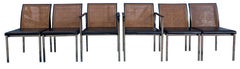 Set of 6 Midcentury Paul McCobb for Lane Chrome Black Cane Back Dining Chairs