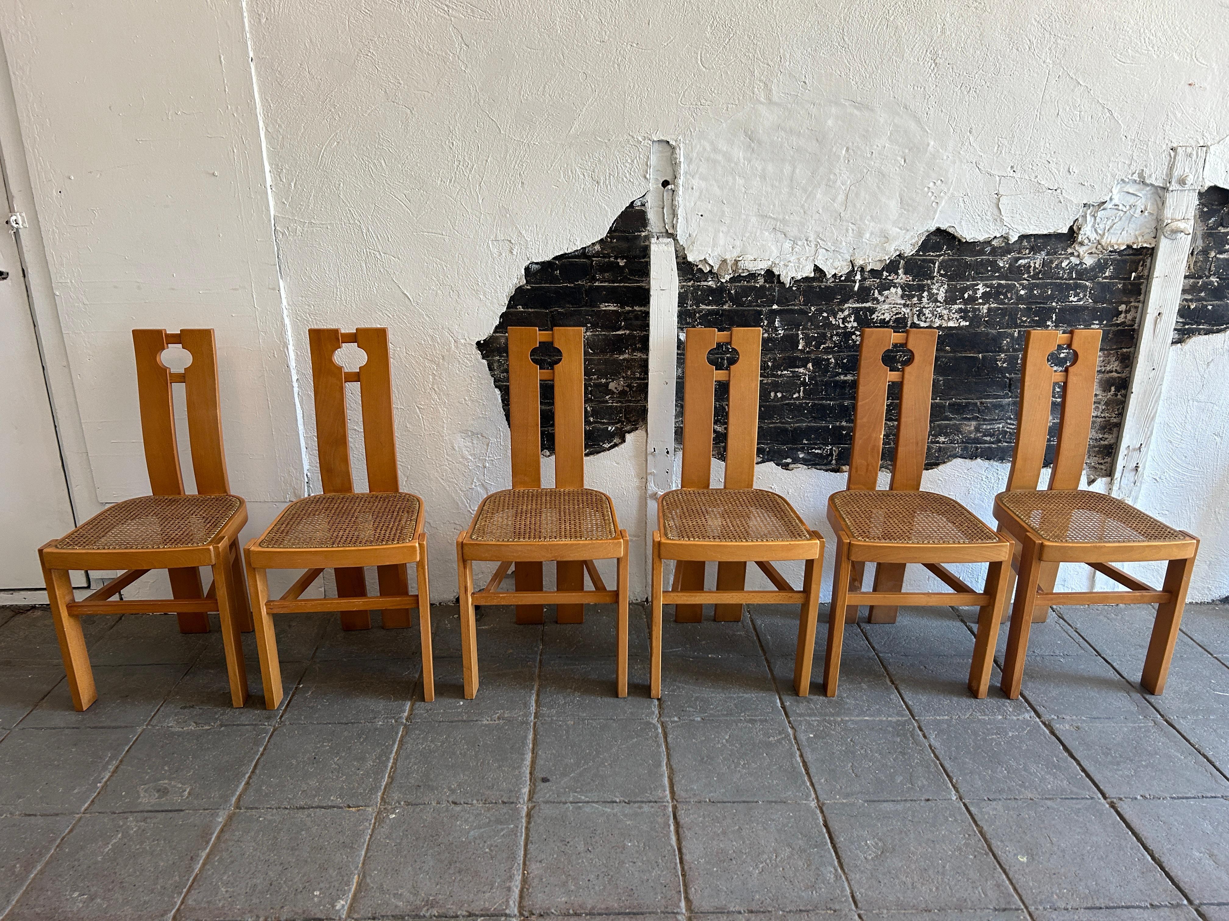 Ensemble de 6 chaises de salle à manger post-moderne du milieu du siècle par Pietro Costantini Italie en vente 5