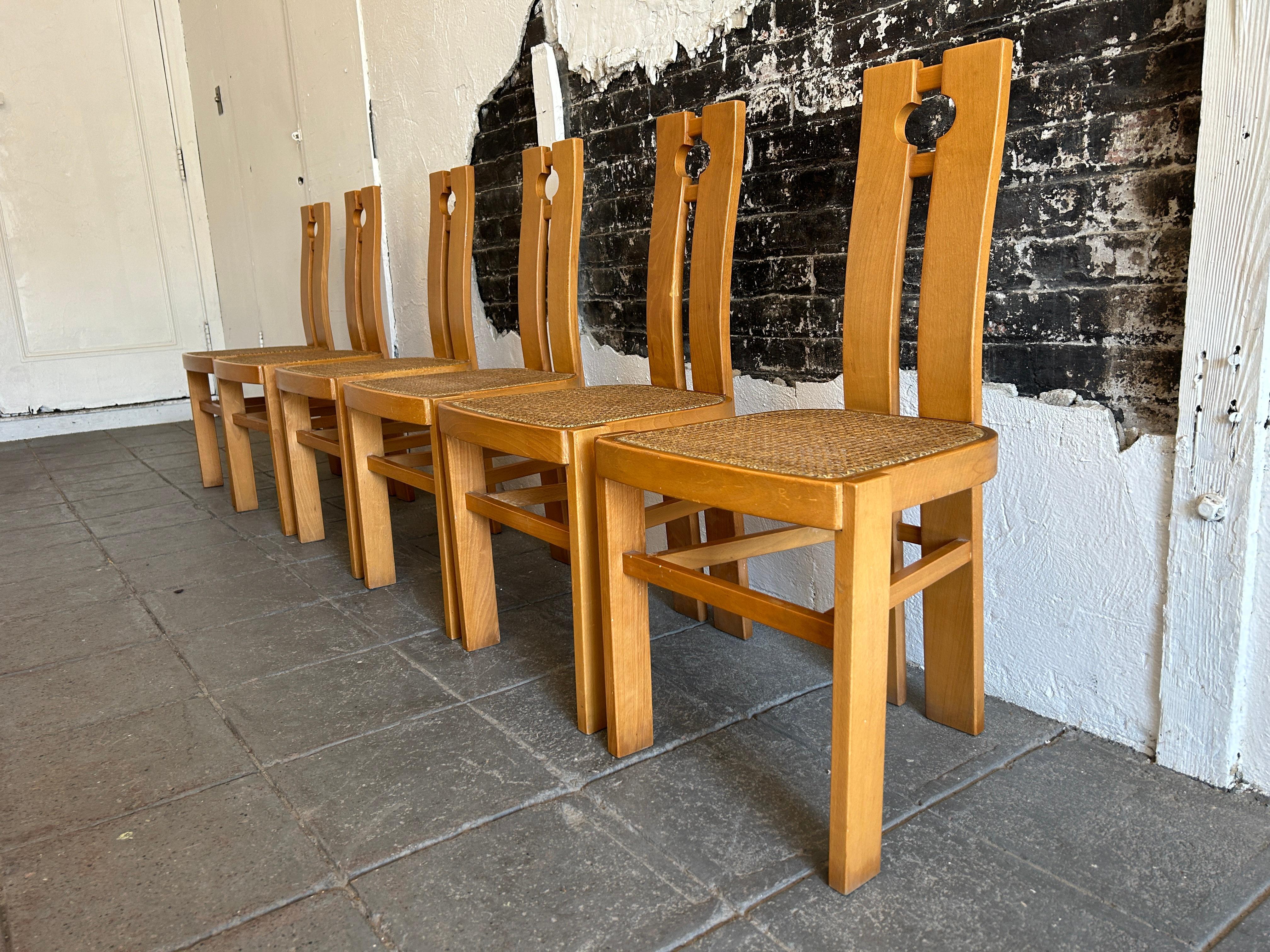 italien Ensemble de 6 chaises de salle à manger post-moderne du milieu du siècle par Pietro Costantini Italie en vente