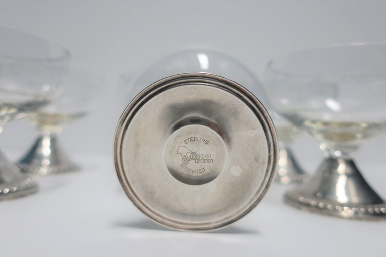 Set of 6 Midcentury Sterling Silver Champagne Glasses For Sale at 1stdibs
