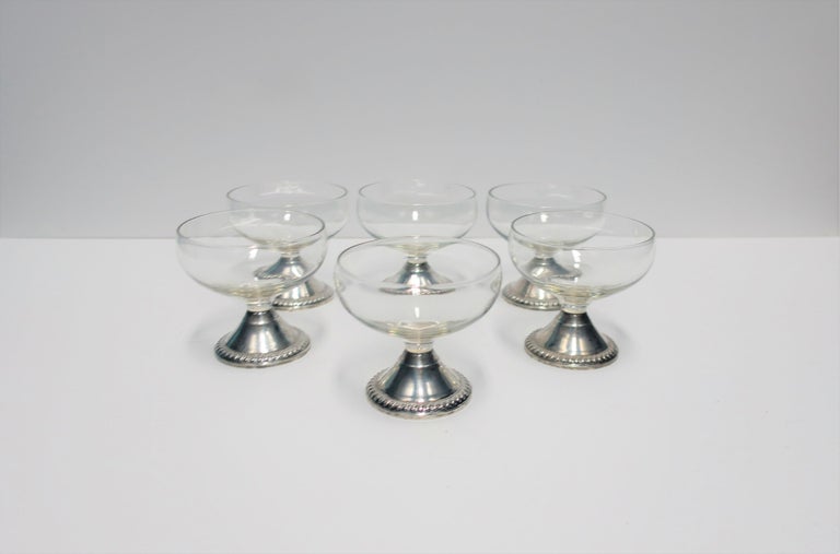 Set of 6 Midcentury Sterling Silver Champagne Glasses For Sale at 1stdibs