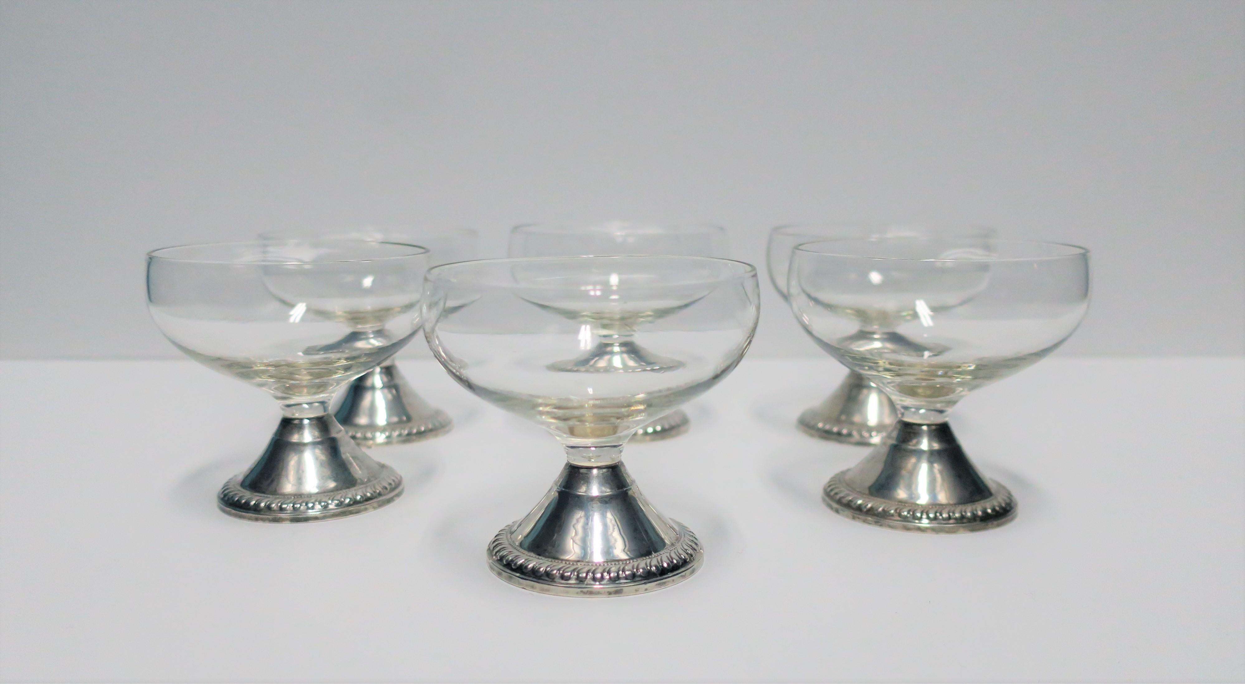 20th Century Sterling Silver Champagne Glasses