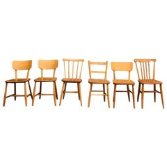 Set of 6 Midcentury Swedish Beech Wood Dining Chairs
