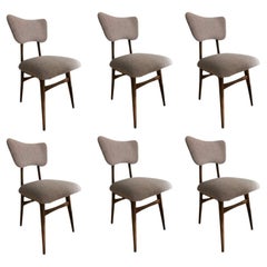 Vintage Set of 6 Midcentury Taupe Bouclé Dining Chairs, 1960s