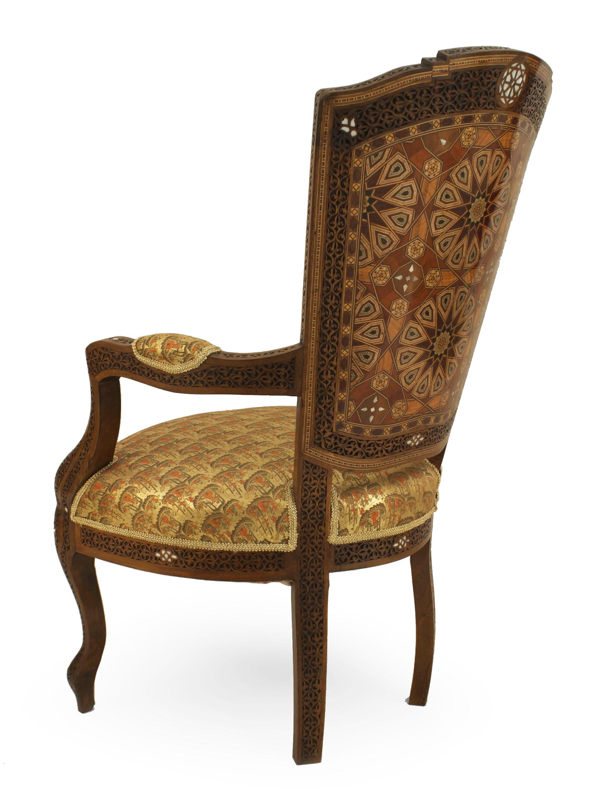 French Set of 6 Middle Eastern Syrian Dining Chairs For Sale