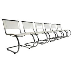 Set of 6 Mies van der Rohe MR10 white cantilever dining chairs for Thonet, 1980s