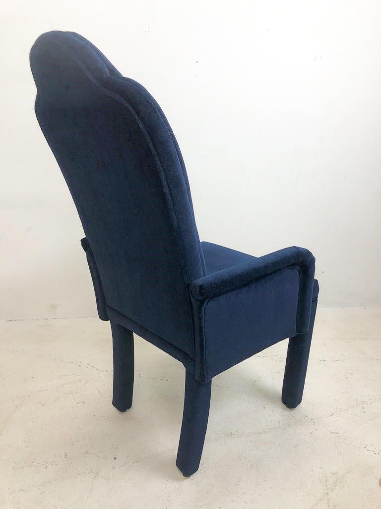 Set of 6 Milo Baughman Blue Mohair Dining Chairs 5