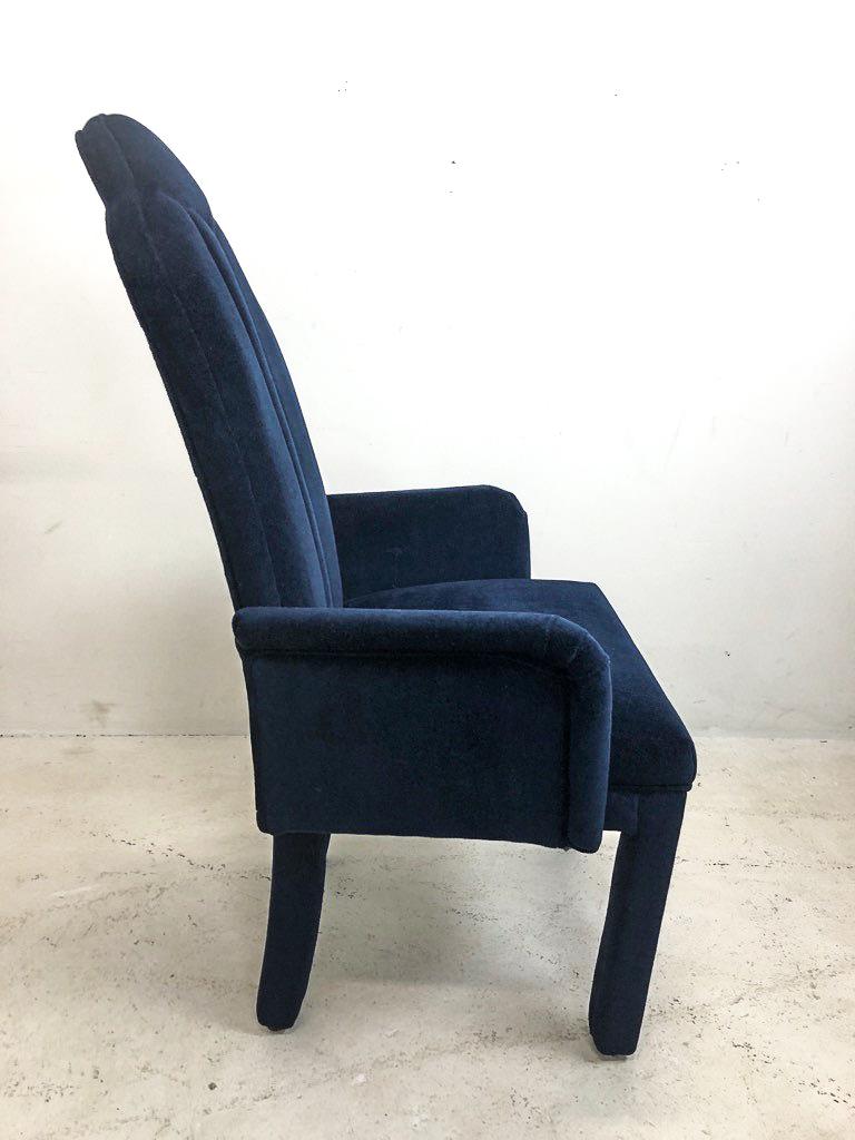 Set of 6 Milo Baughman Blue Mohair Dining Chairs 2
