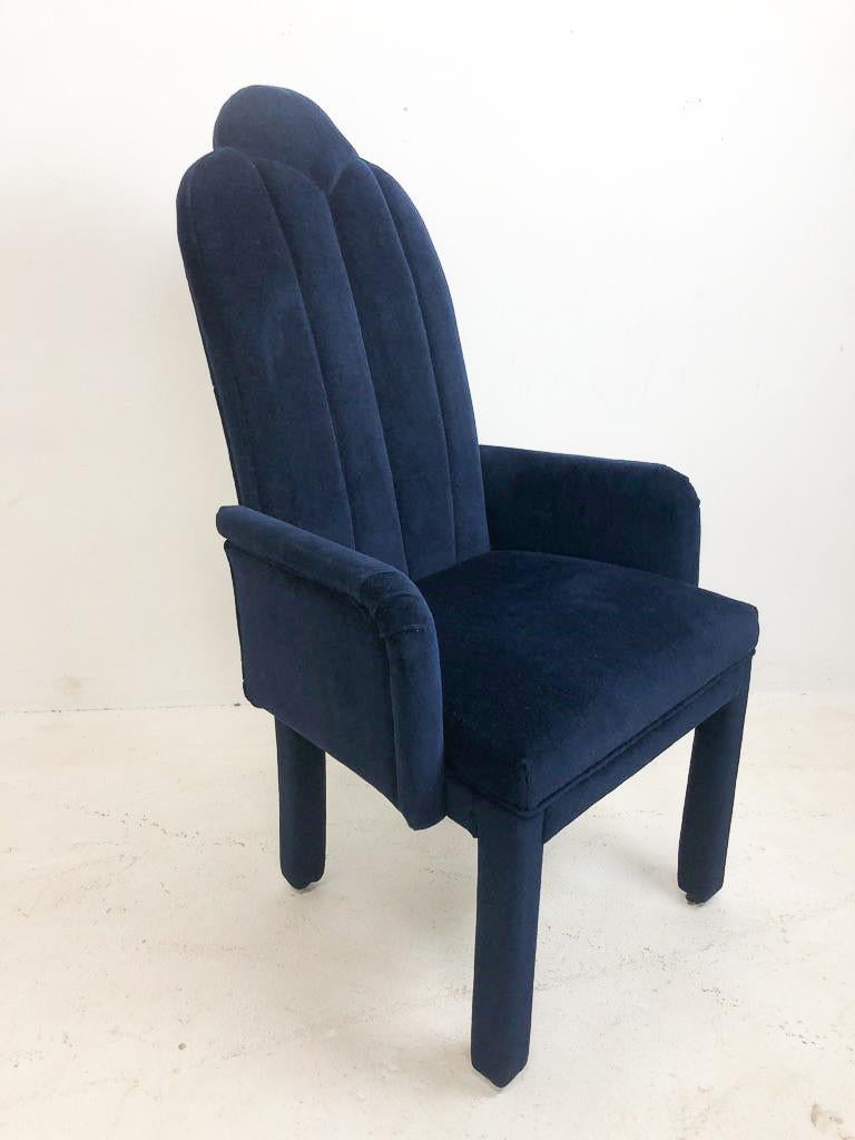 Set of 6 Milo Baughman Blue Mohair Dining Chairs 3