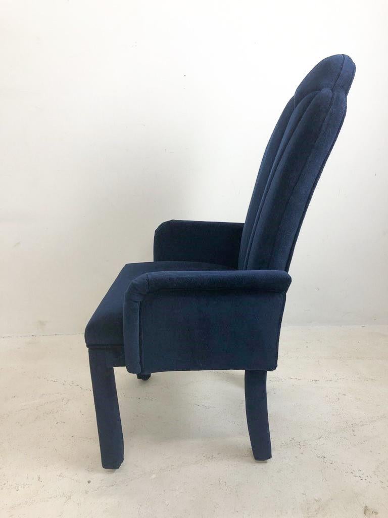 Set of 6 Milo Baughman Blue Mohair Dining Chairs 4