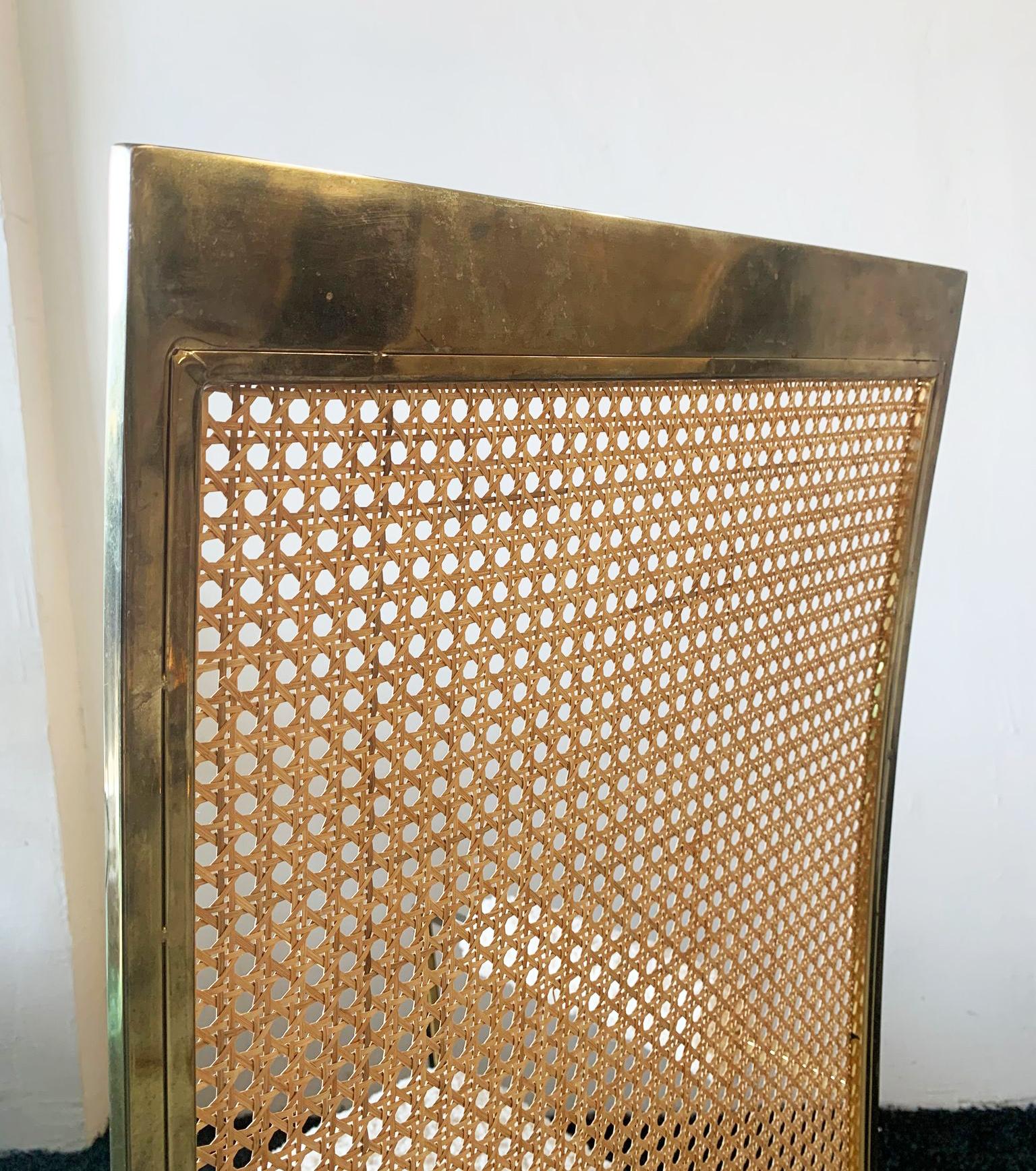 Set of 6 Milo Baughman Brass and Cane Dining Chairs in Boucle for Thayer Coggin 4