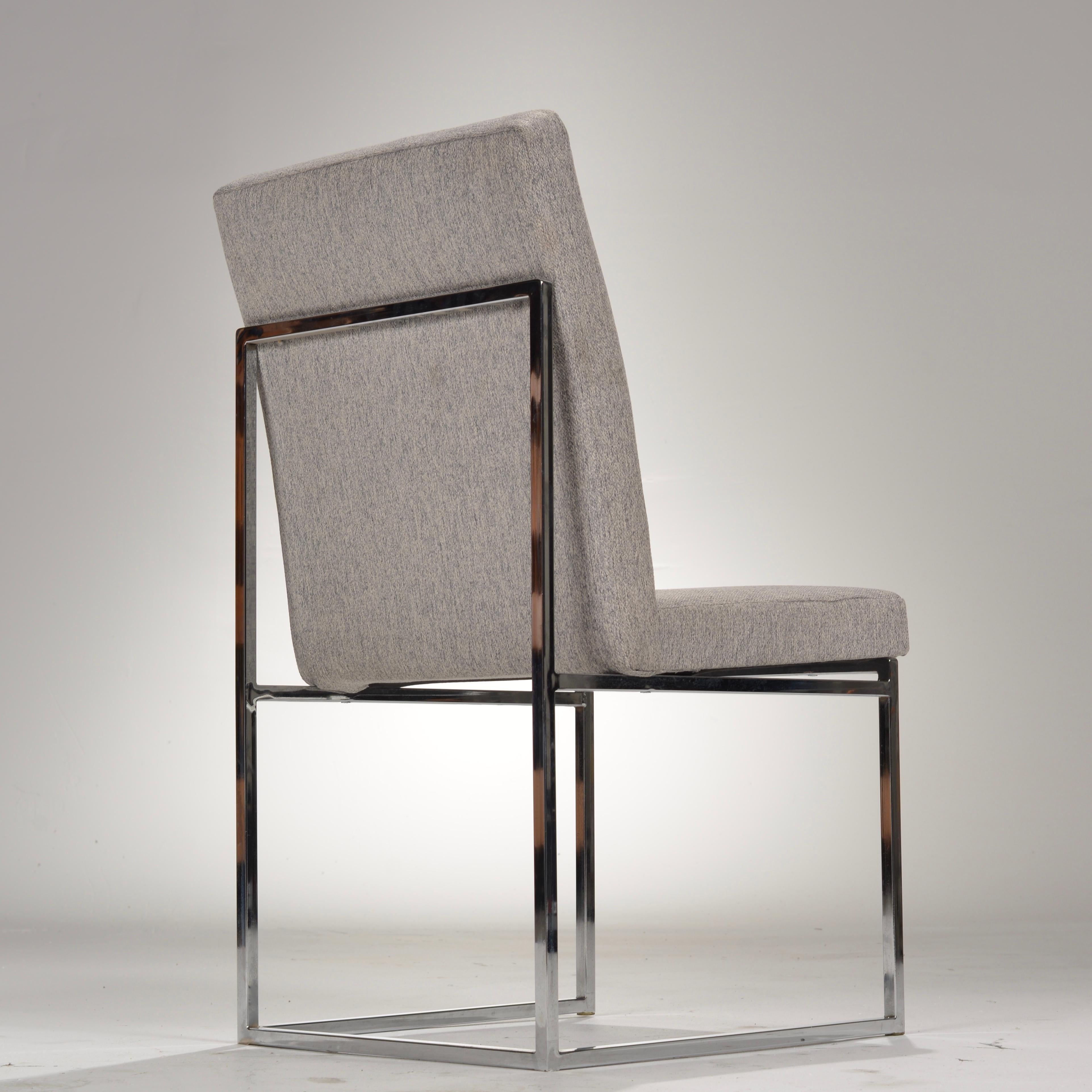 Fine XX secolo Set di 6 sedie da pranzo cromate in stile Milo Baughman in vendita