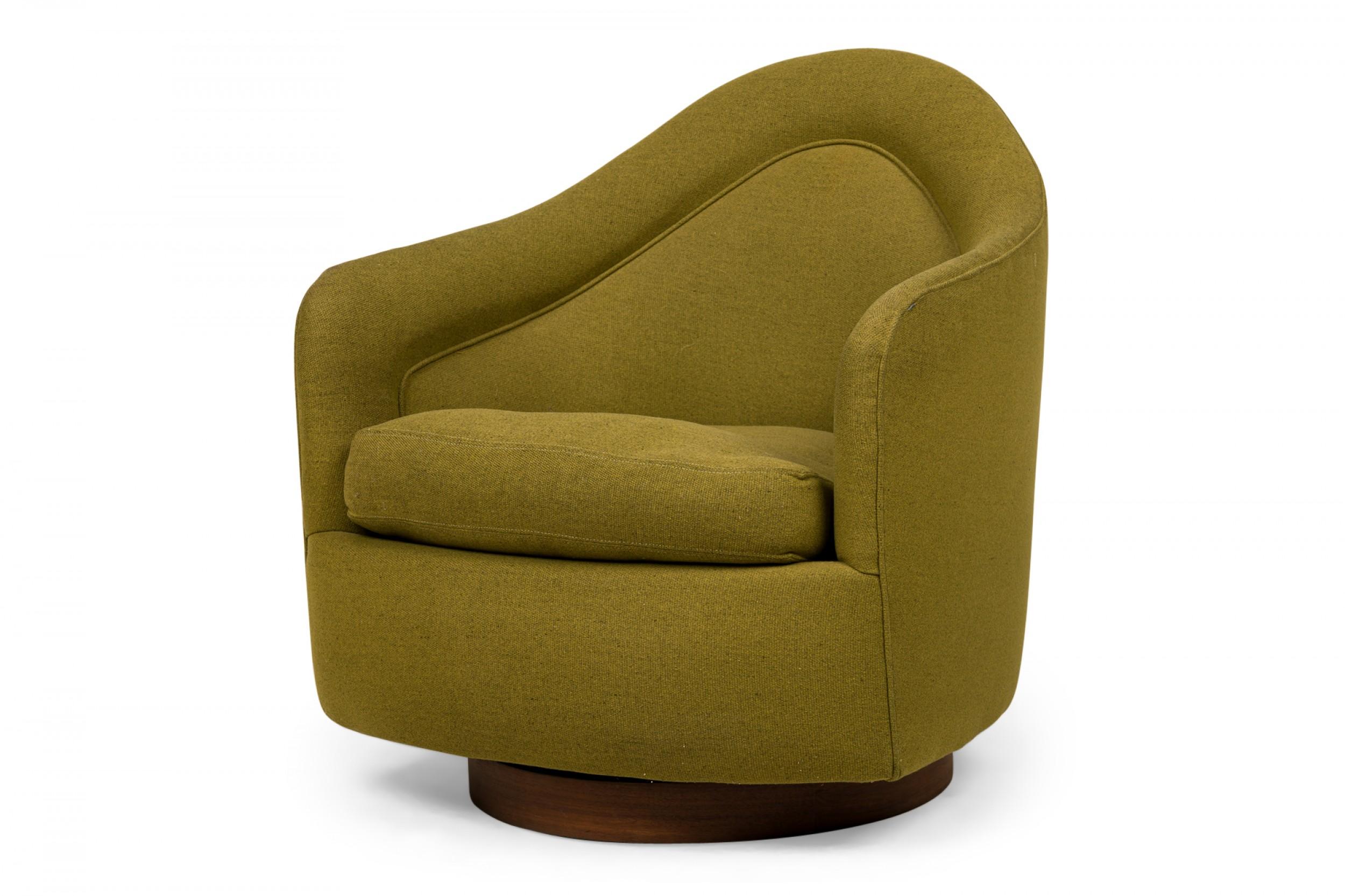 Mid-Century Modern Set of 6 Milo Baughman for Thayer Coggin Olive Green Upholstered Swivel For Sale