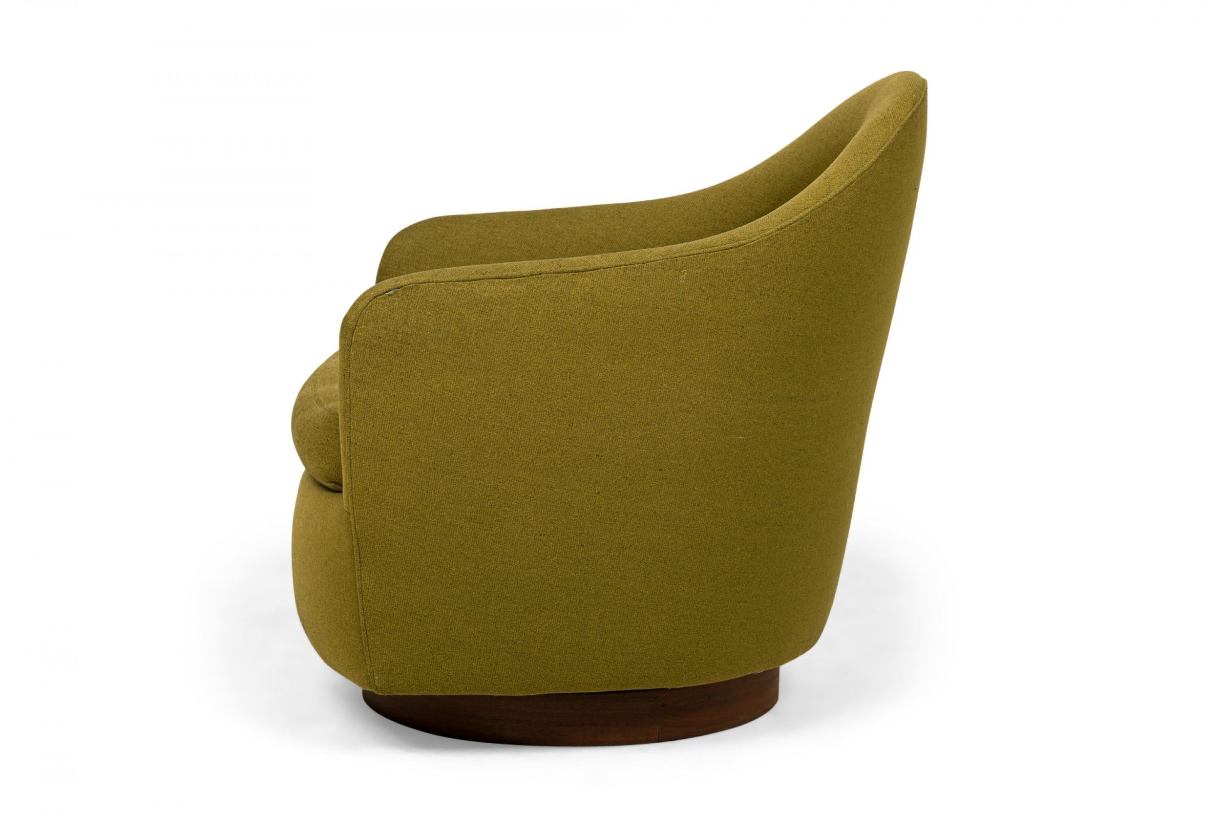 American Set of 6 Milo Baughman for Thayer Coggin Olive Green Upholstered Swivel