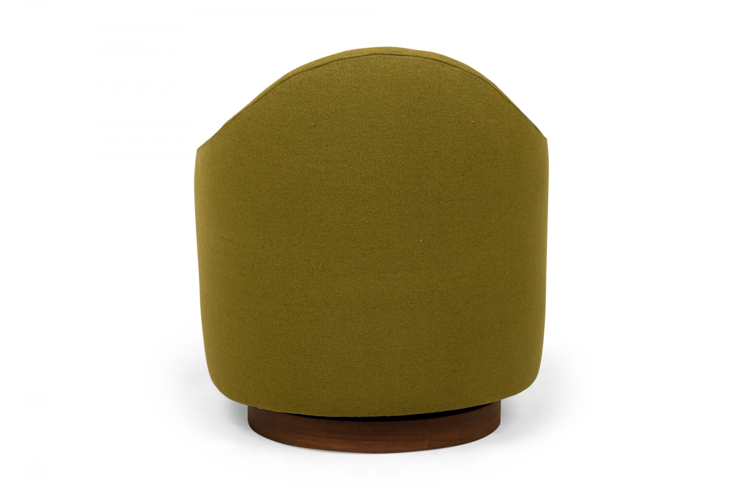 20th Century Set of 6 Milo Baughman for Thayer Coggin Olive Green Upholstered Swivel For Sale