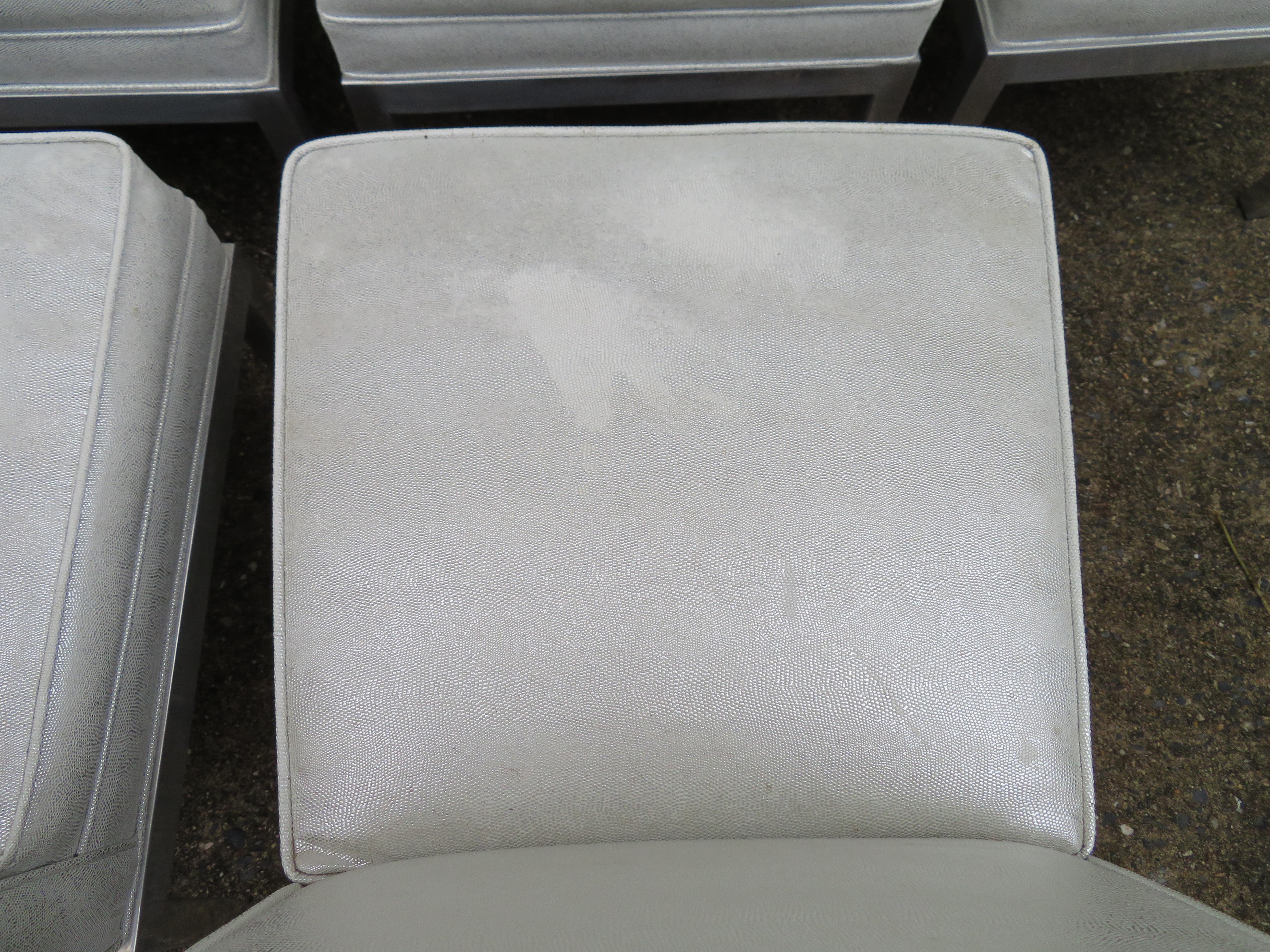 Ensemble de 6 chaises de salle à manger Milo Baughman en aluminium épais et épais, mi-siècle moderne en vente 4