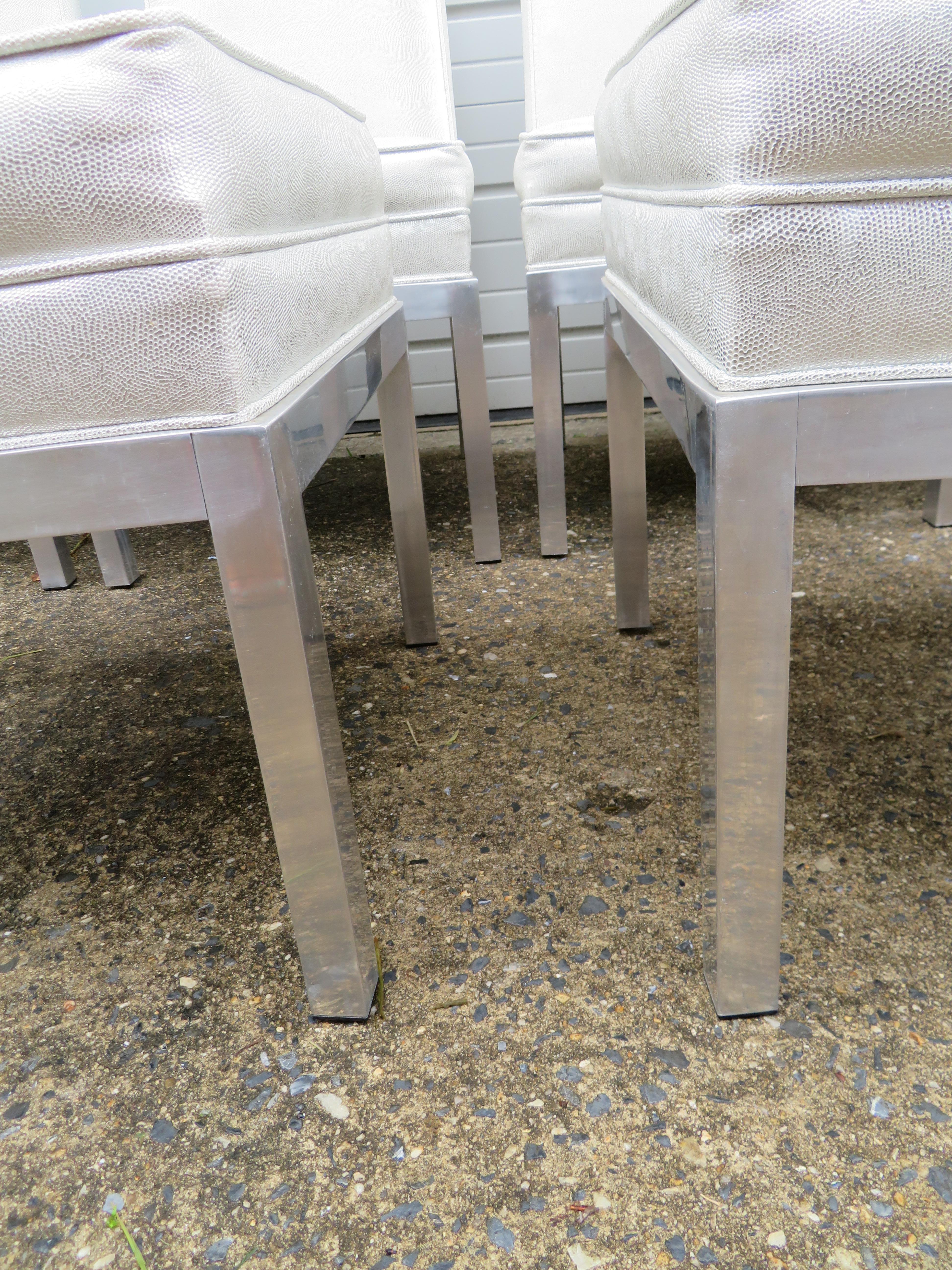 Ensemble de 6 chaises de salle à manger Milo Baughman en aluminium épais et épais, mi-siècle moderne en vente 2