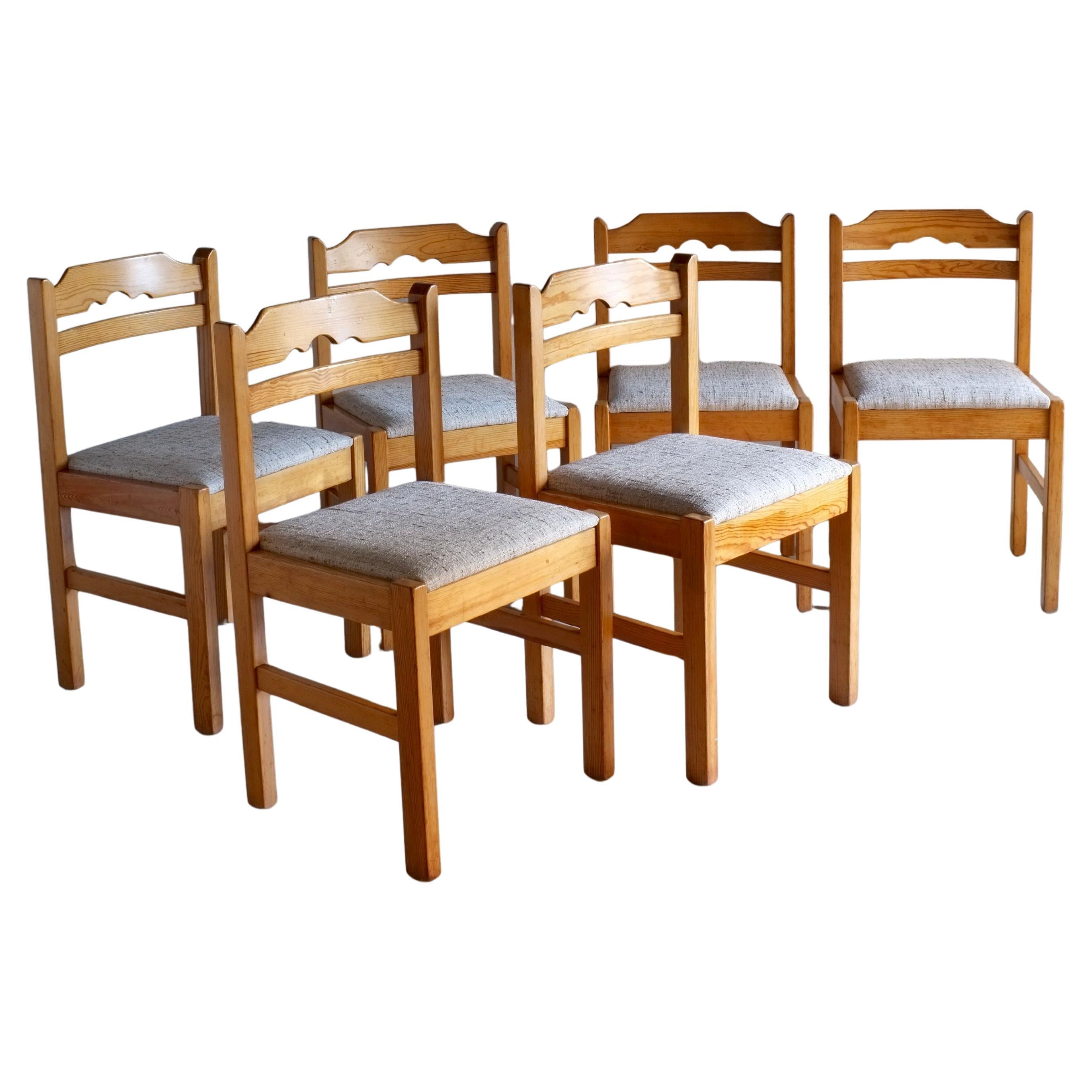 Set di 6 sedie da pranzo minimaliste in pino, Svezia, anni '60