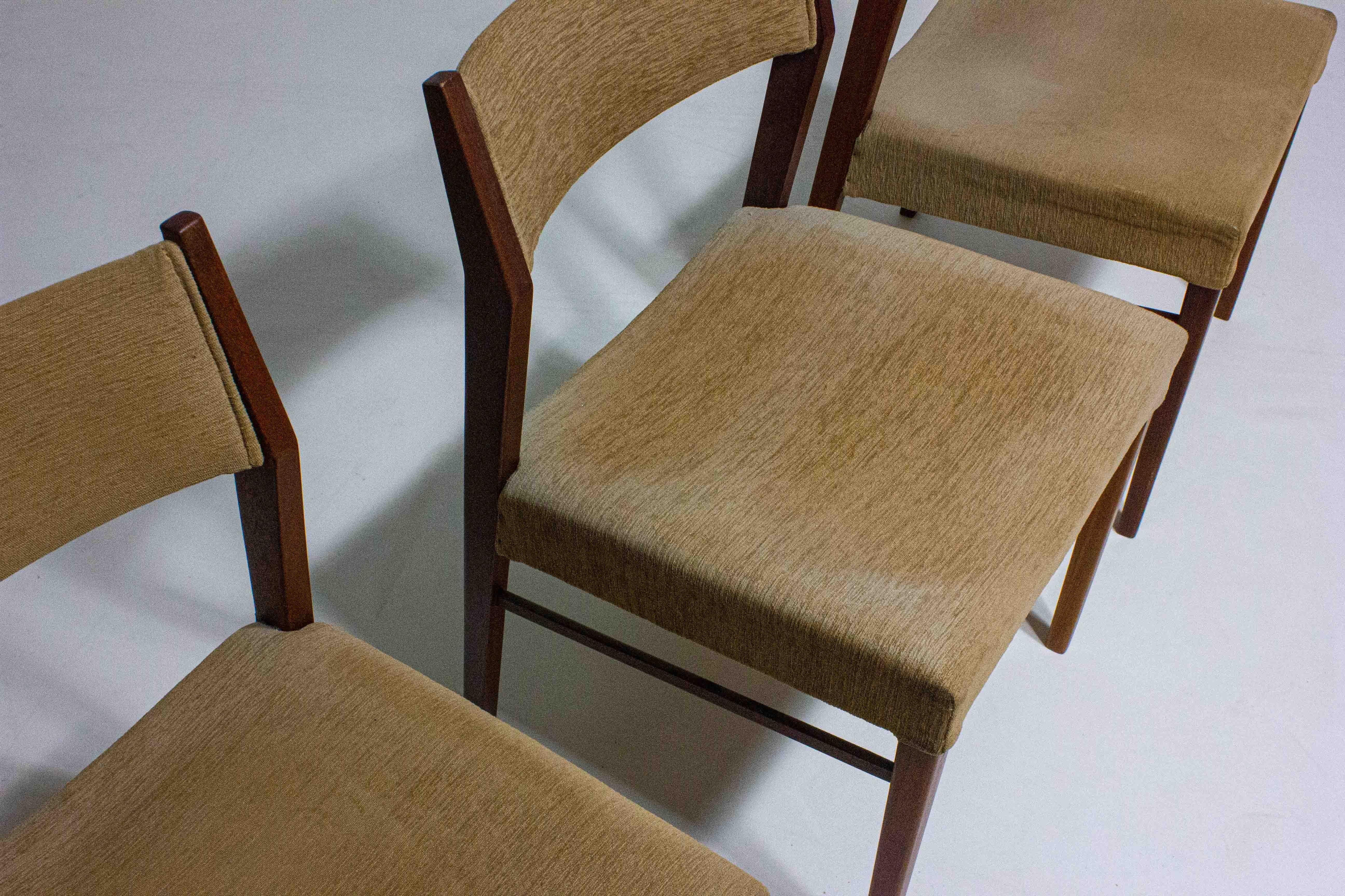 Metà XX secolo Set di 6 sedie da pranzo minimaliste in teak, Belgio, anni '60 in vendita