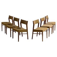 Set of 6 minimalist teak dining chairs, Belgium 1960s